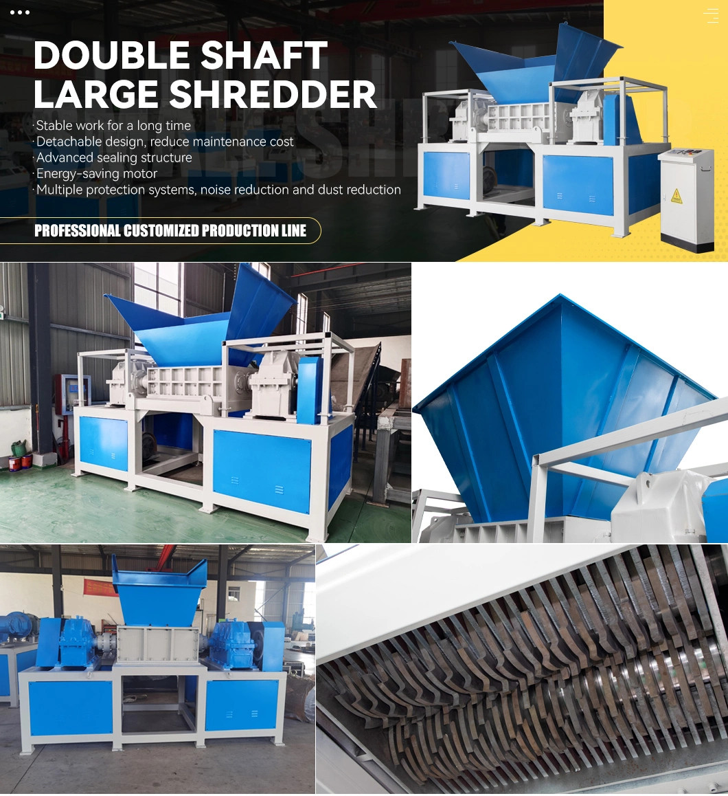 High Capacity Double Shaft Commercial Industrial Automotive Bicycle Car Truck Mechanical Used Rubber Tyre Tire Waste Recycling Plastic Shredder Crusher Machine