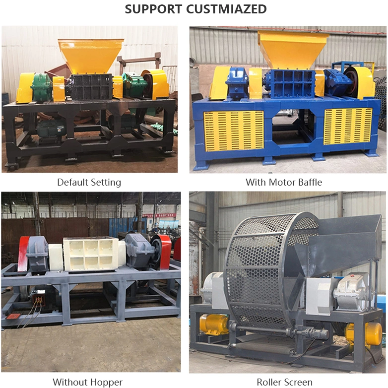 Double Shaft Waste Car Rubber Tyre Recycling Machine Metal Scrap Crushing Machine